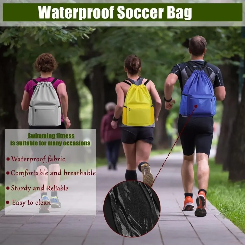 Drawstring Backpack Waterproof Casual Backpack for Men or Women Lt Grey/Silver